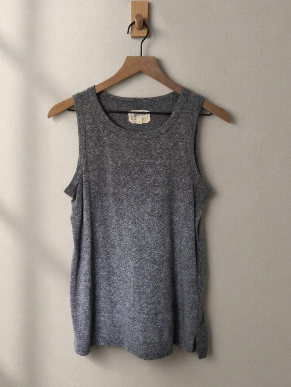 Current/Elliott Gray Muscle Tank Top‎ Sleeveless Heathered Knit - Relaxed Fit